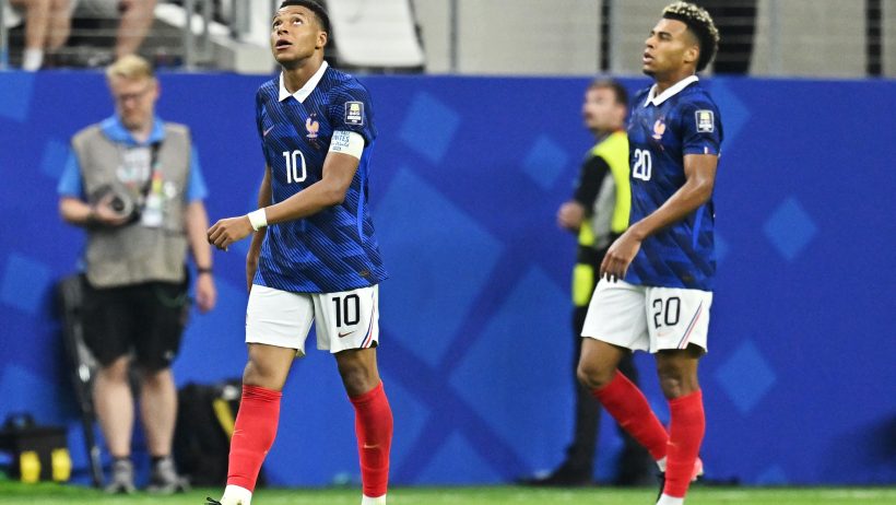 Kylian Mbappe and Desire Doue playing for France in the 2026 FIFA World Cup.
