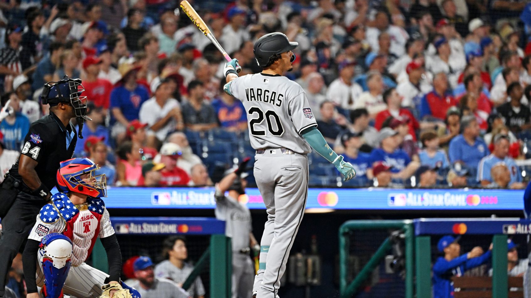 Miguel Vargas hits a home run in the All-Star Game.
