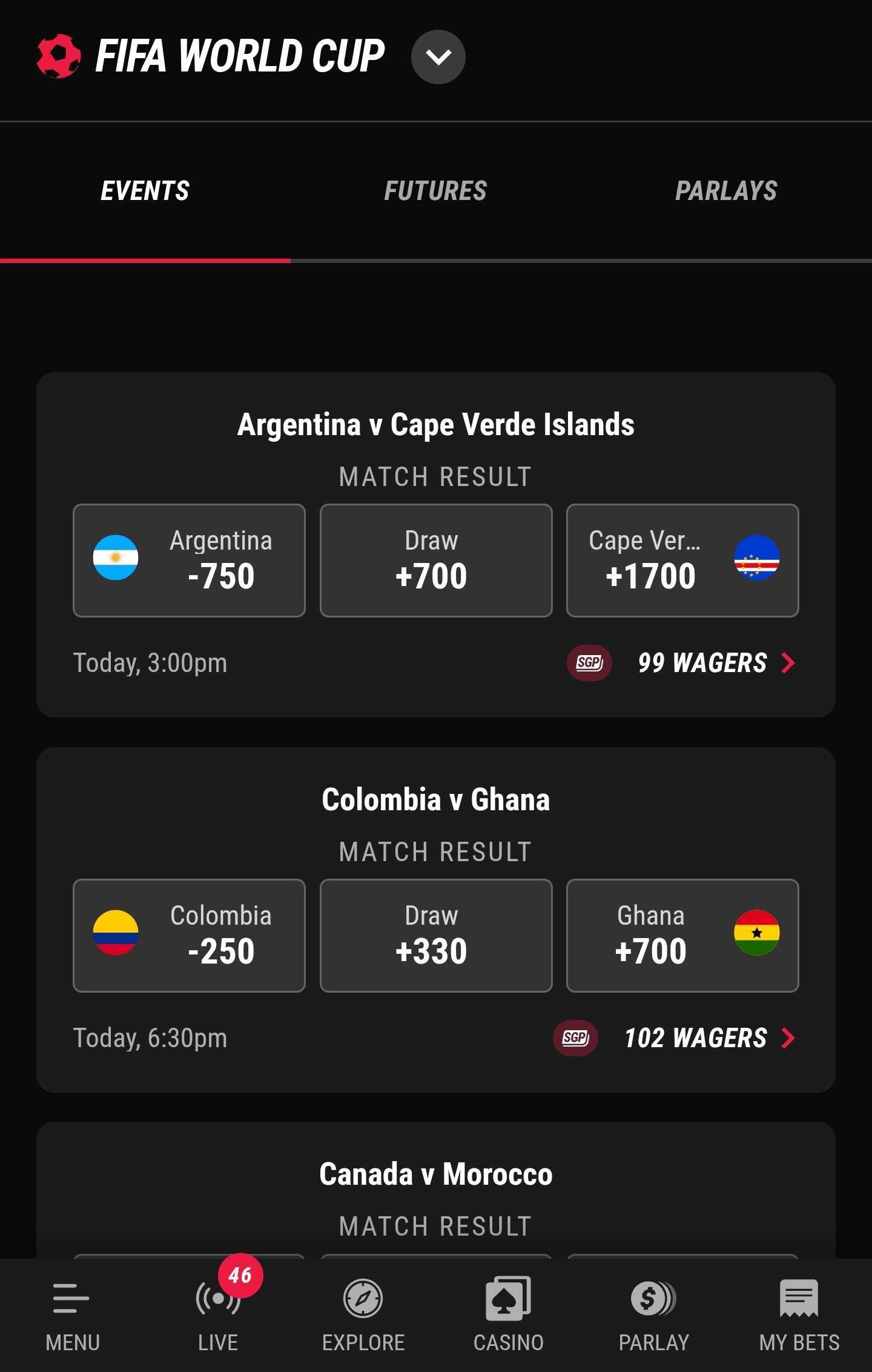 pointsbet alberta app betting markets
