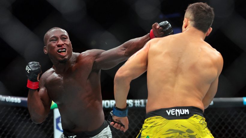 Tresean Gore throws a punch during a UFC 314 fight.