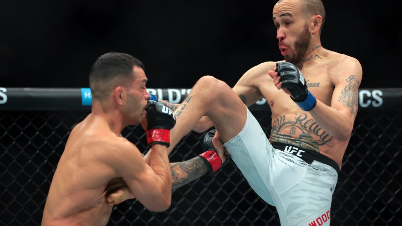 Sean Woodson throws a kick during UFC 314.