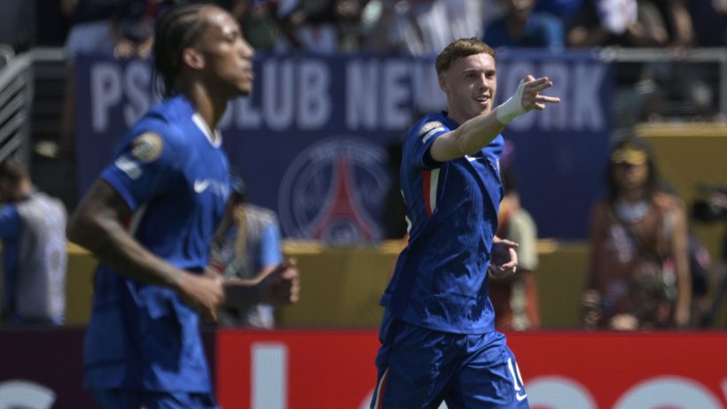 Cole Palmer celebrating a goal for Chelsea.