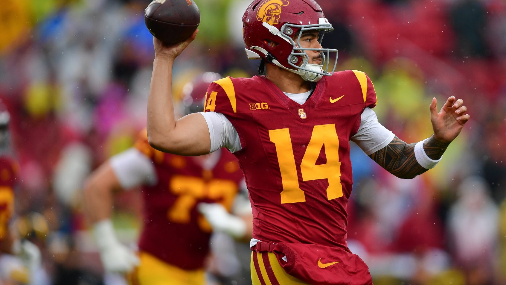 USC Trojans quarterback Jayden Maiava throws