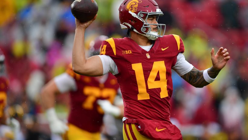 USC Trojans quarterback Jayden Maiava throws