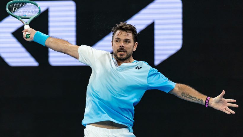 Stan Wawrinka hitting a backhand