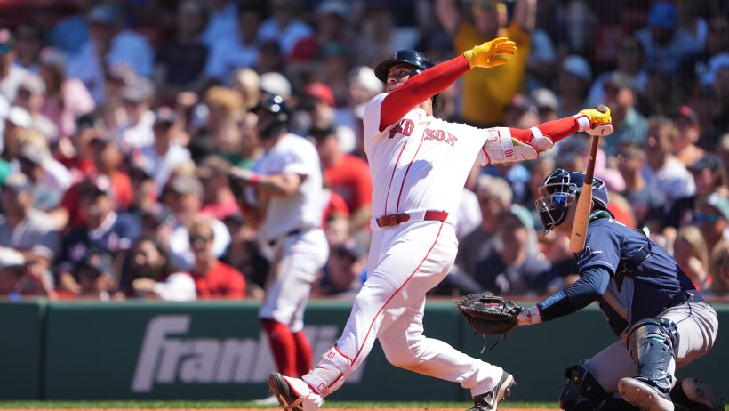 Wilson Contreras launches a home run for the Red Sox.