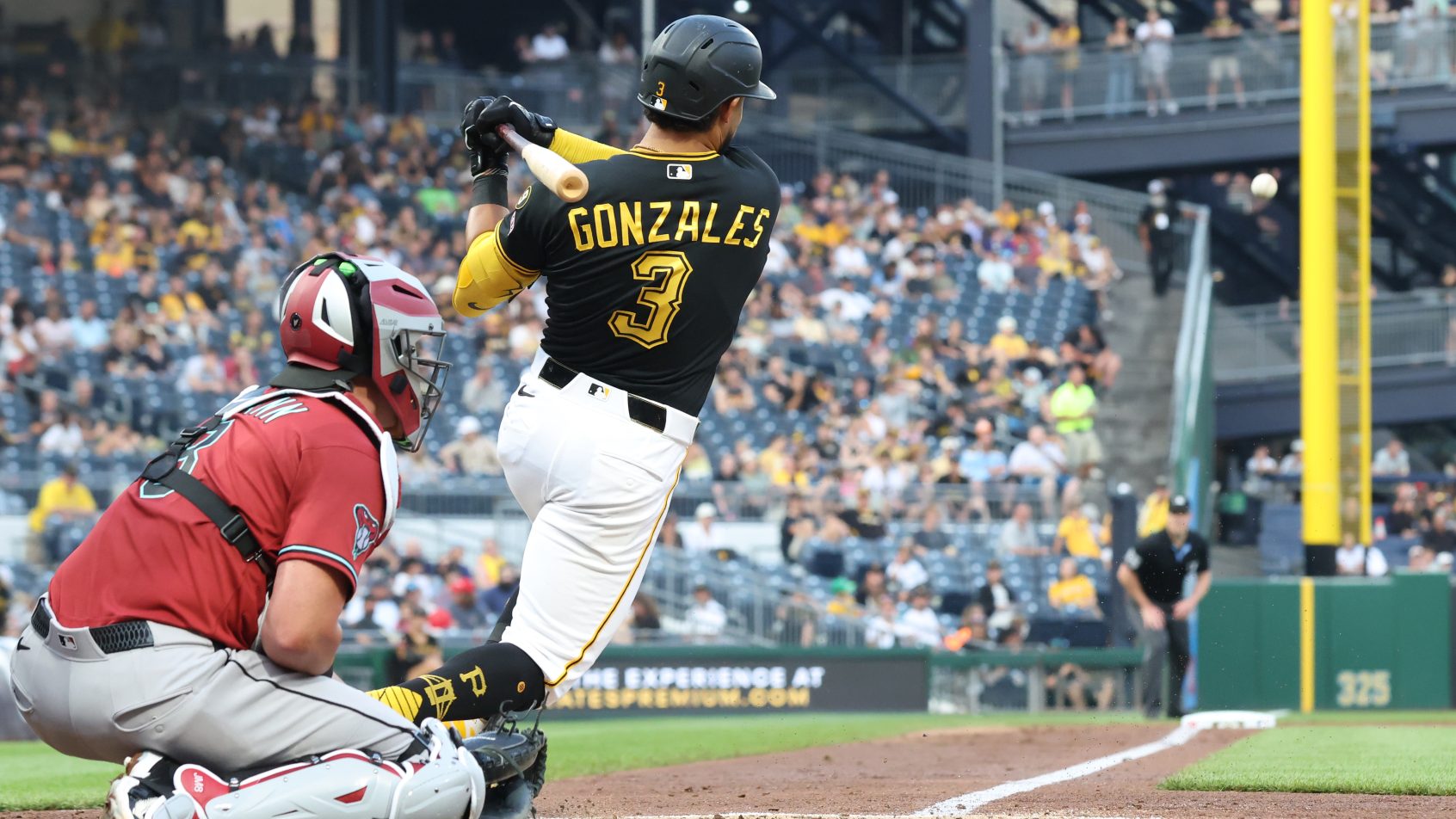 Nick Gonzales hitting for the Pittsburgh Pirates in the 2026 MLB season.