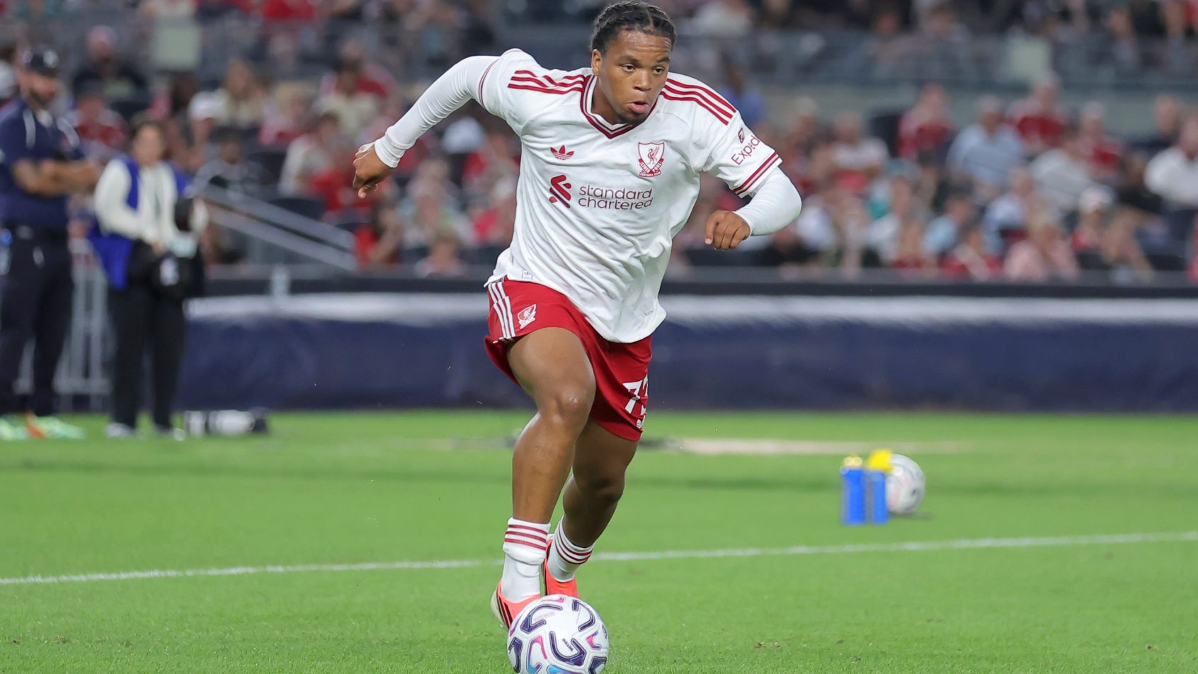 Rio Ngumoha playing for Liverpool.