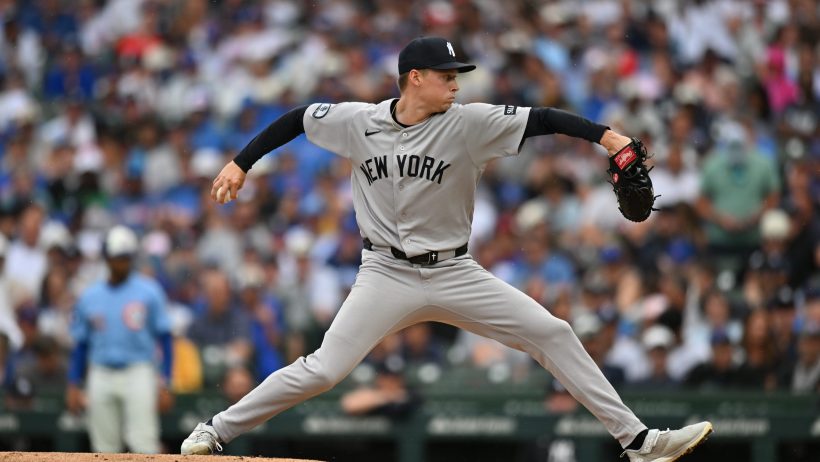 Will Warren pitching for the New York Yankees in the 2026 MLB season.