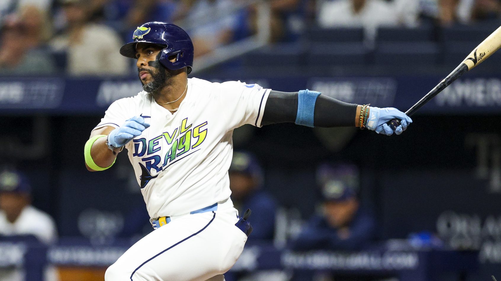 Yandy Diaz hitting for the Tampa Bay Rays in the 2026 MLB season.