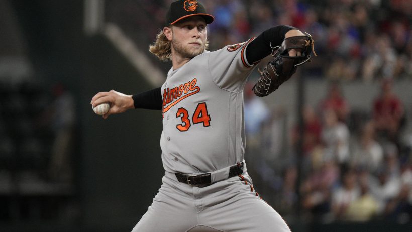 Shane Baz throws pitch