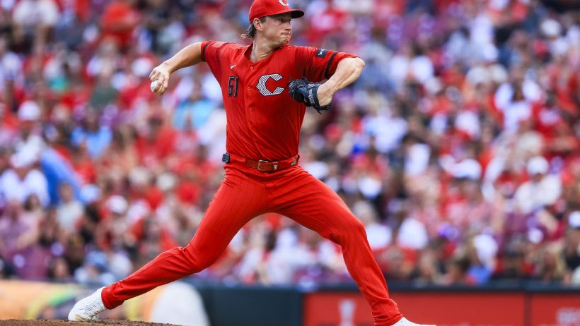 Brady Singer throws pitch