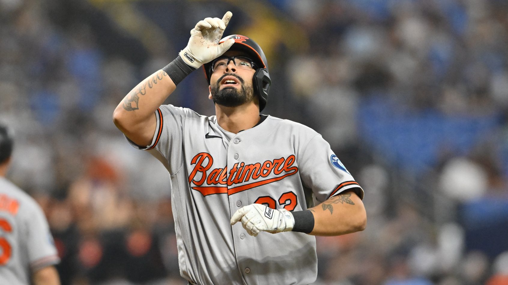 Christian Encarnacion-Strand points upwards during home run trot