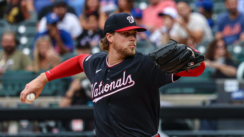 Jake Irvin delivers a pitch against the Mets.