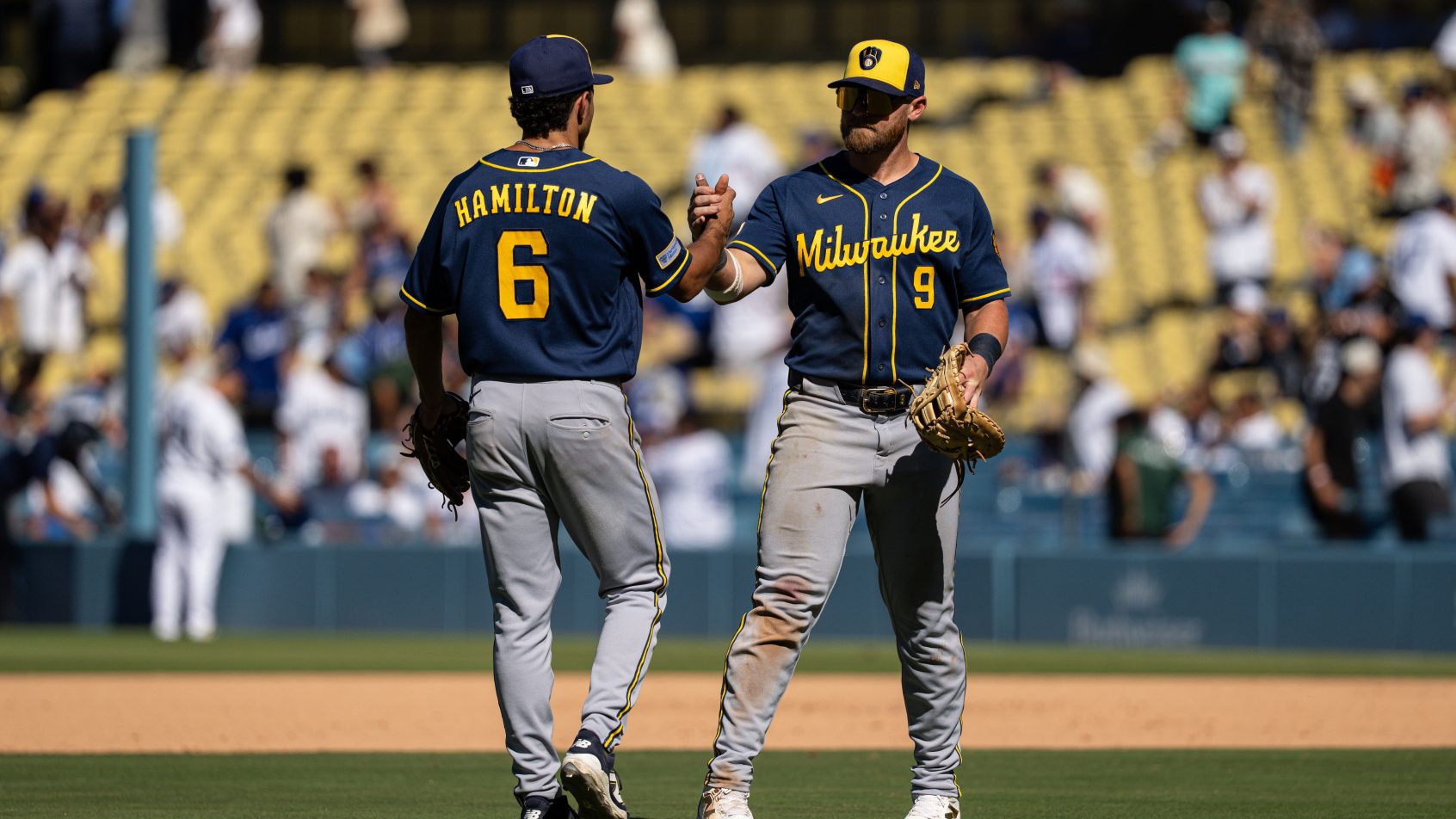 Jake Bauers playing for the Milwaukee Brewers in the 2026 MLB season.