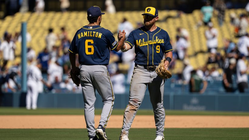 Jake Bauers playing for the Milwaukee Brewers in the 2026 MLB season.