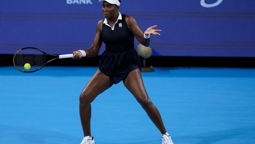 Venus Williams hitting a forehand
