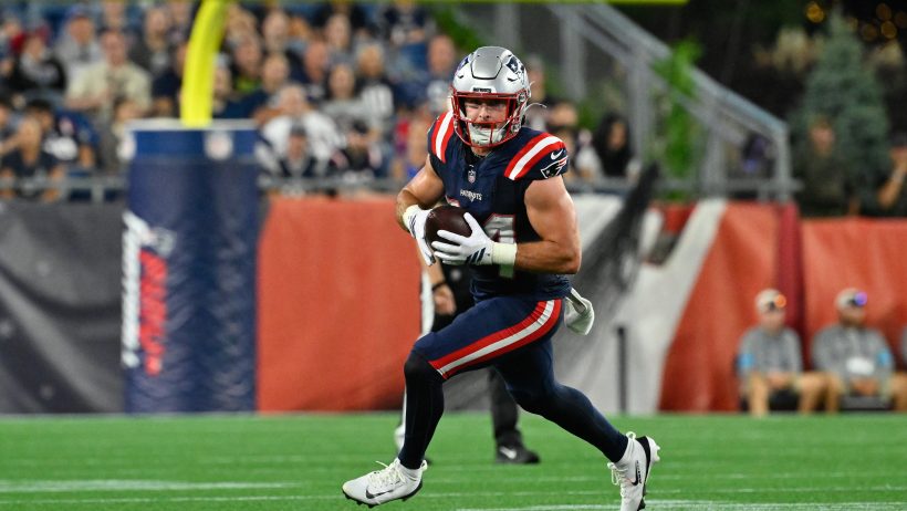 New England Patriots running back Lan Larison in the 2026 NFL preseason.