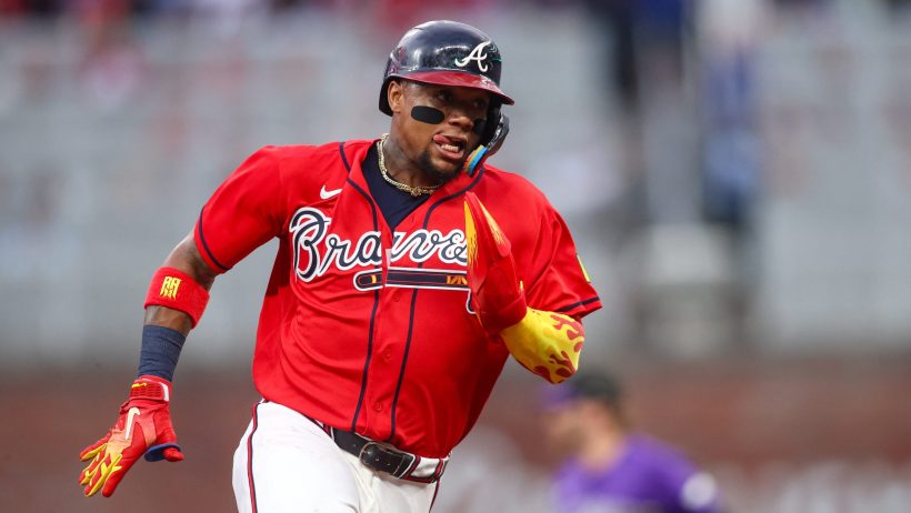 Ronald Acuna Jr. circles the bases vs the Rockies.