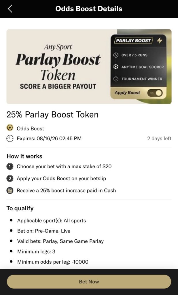 BetMGM Kentucky Any Sport Parlay Boost