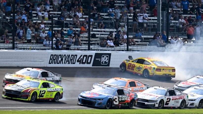 Joey Logano crashes in the Brickyard 400 (2026).