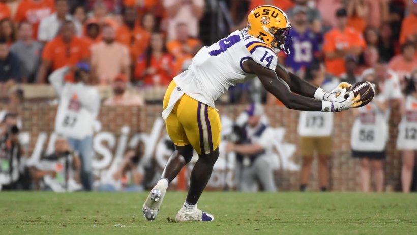 Trey'Dez Green attempts to catch a pass against Clemson.