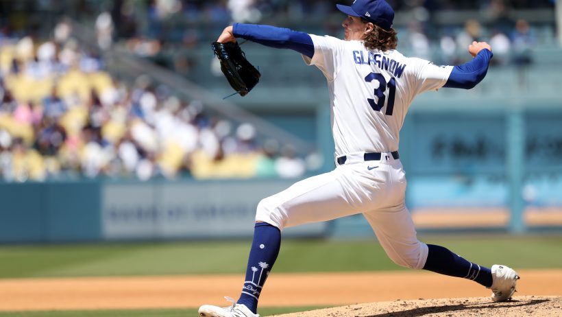 Tyler Glasnow pitching for the Los Angeles Dodgers in the 2026 MLB season.