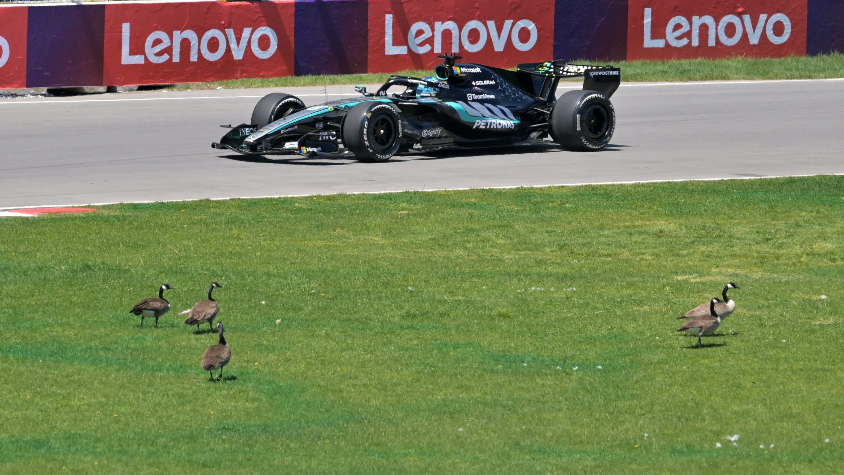 George Russell on-track in Canada (2026).