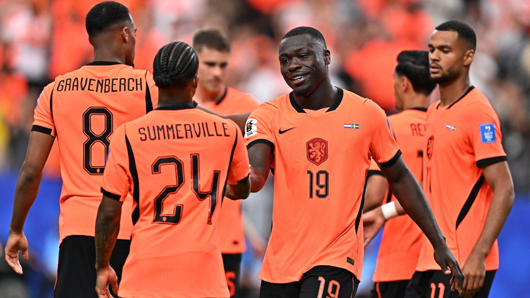 Brian Brobbey playing for the Netherlands in the 2026 FIFA World Cup.