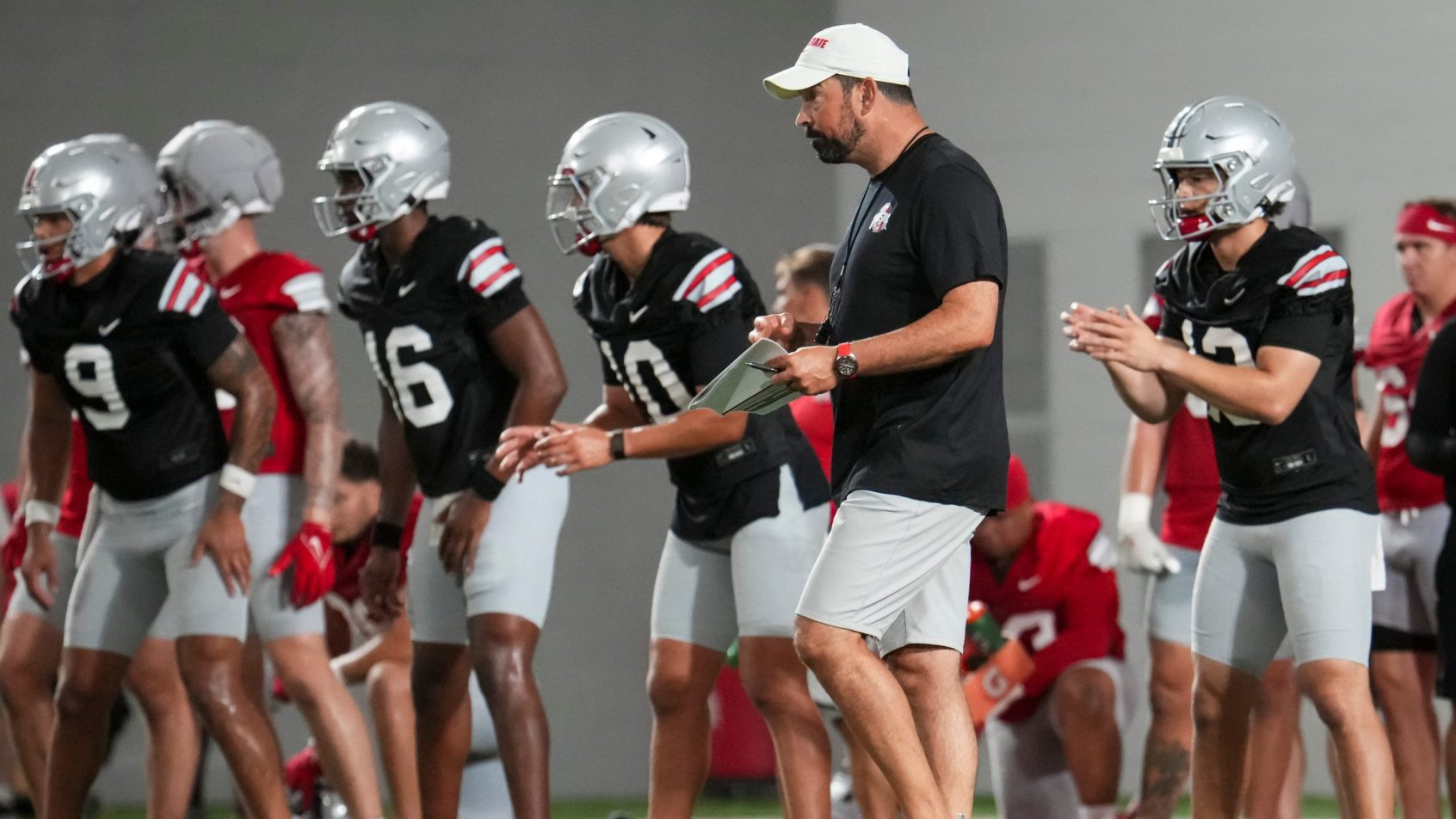 Ryan Day during an Ohio State practice.