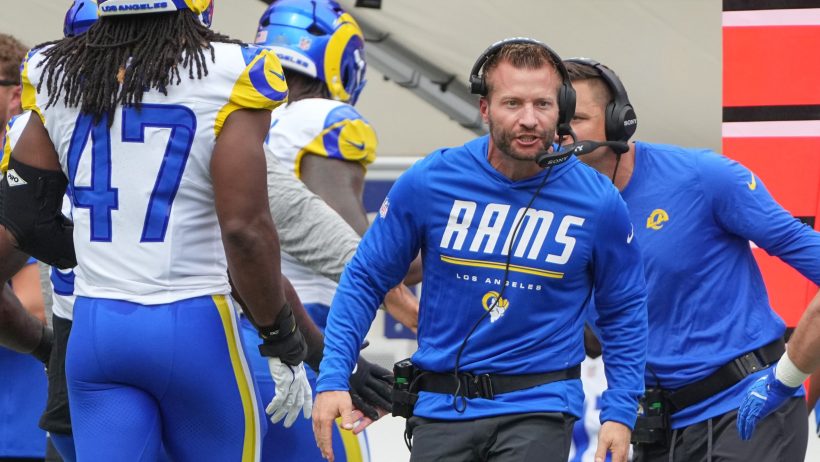 Sean McVay is fired up on the Rams sidelines.