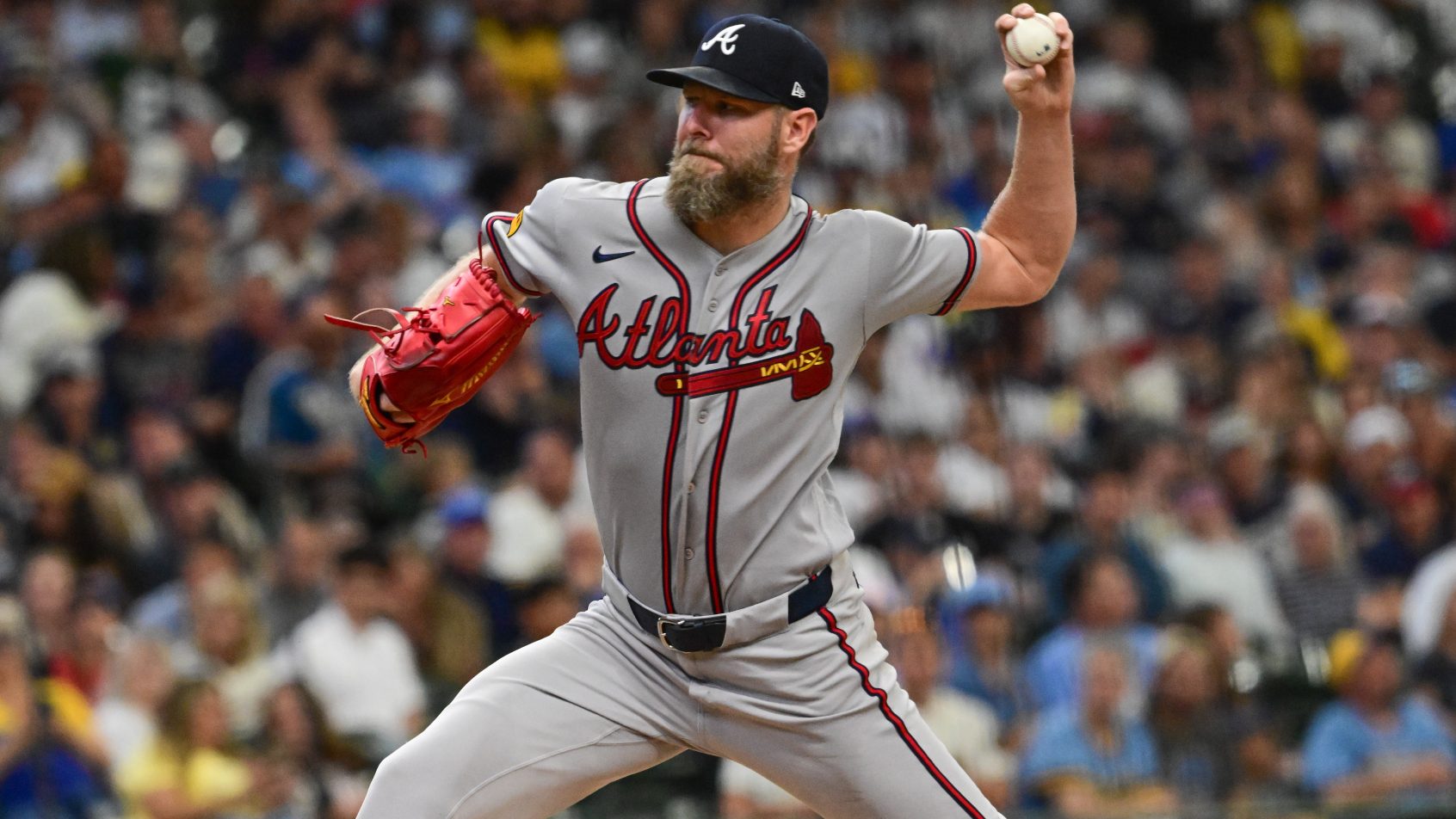 Chris Sale pitching for the Atlanta Braves in the 2026 MLB season.