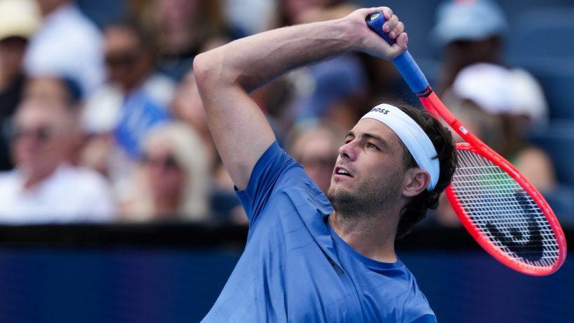 Taylor Fritz reacts during a point at the Cincinnati Open.