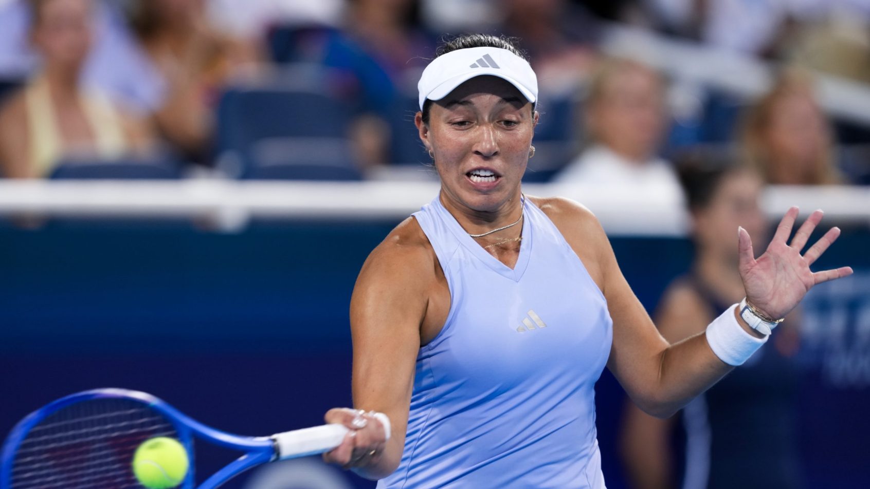 Jessica Pegula smacks a forehand at the US Open.