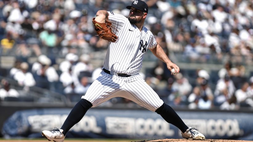 Carlos Rodon pitching for the Yankees.