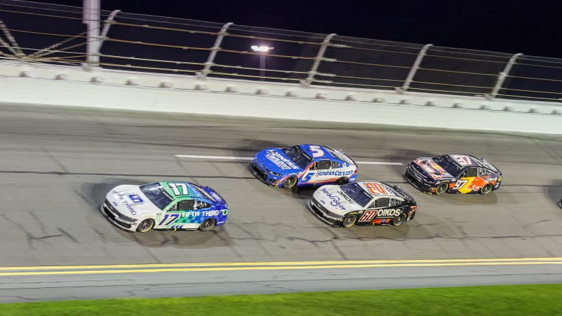 Chris Buescher on-track in Daytona (2026).