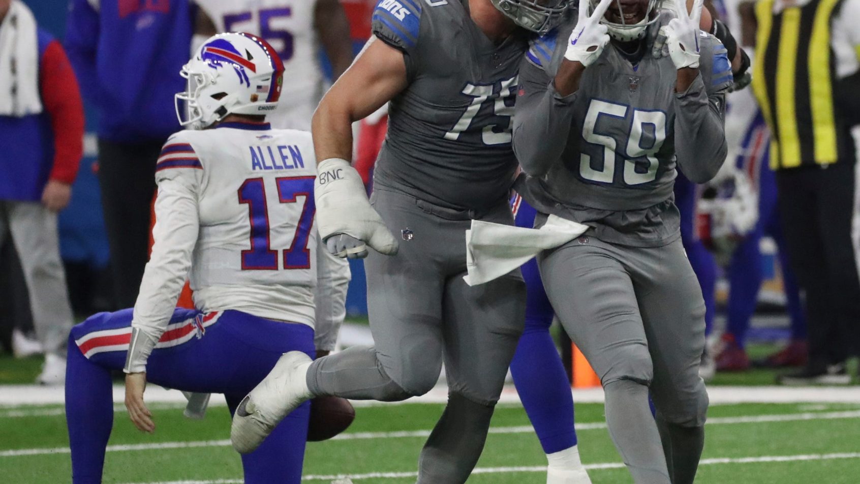 James Houston celebrates a sack