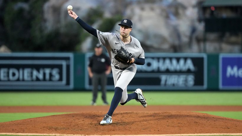 Cam Schlittler pitching for the New York Yankees in the 2026 MLB season.