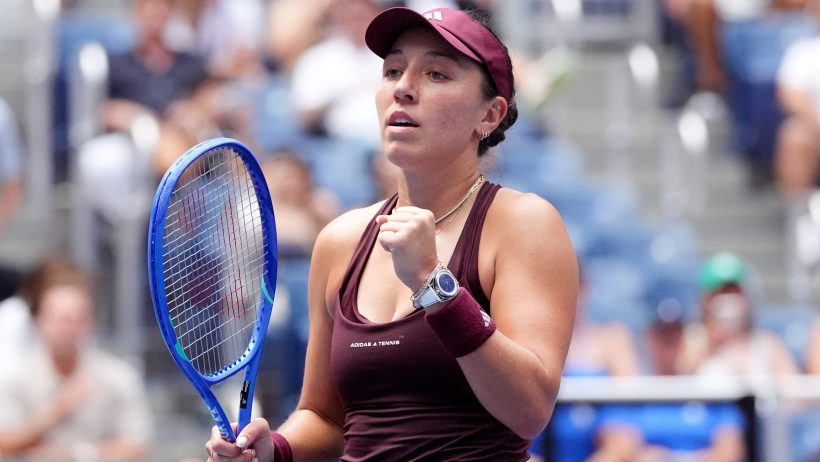 Jessica Pegula celebrates a win at the US Open.