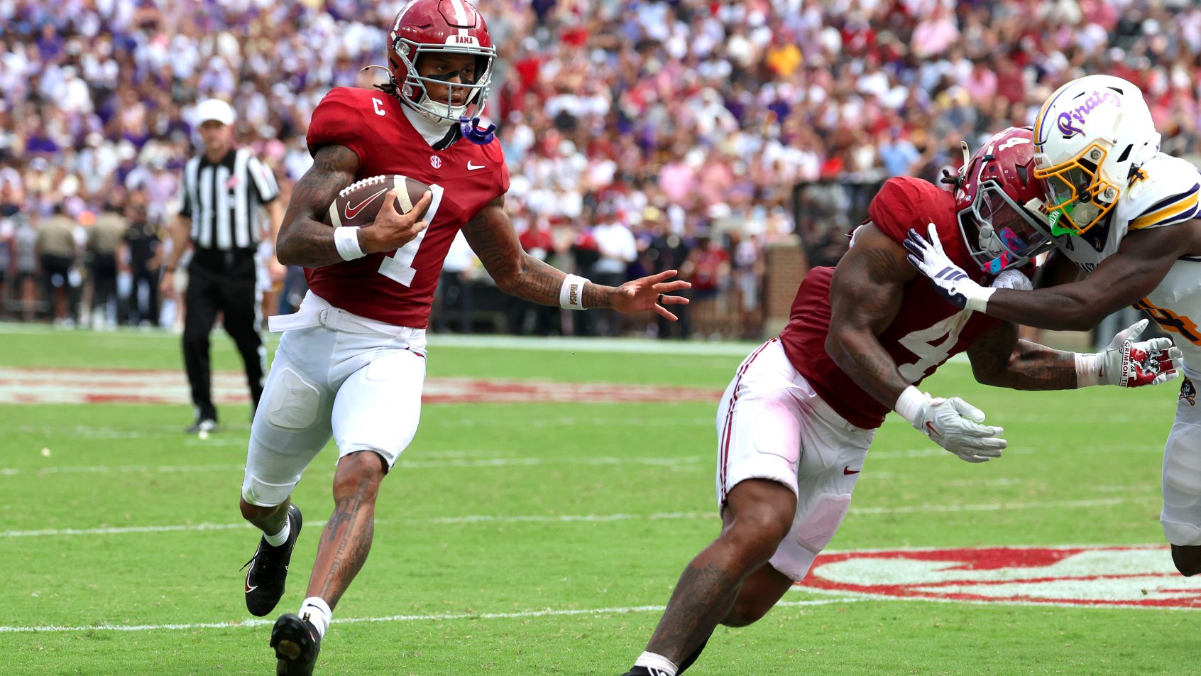 Ryan Coleman-Williams tries to score a touchdown.