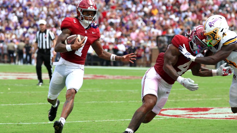 Ryan Coleman-Williams tries to score a touchdown.