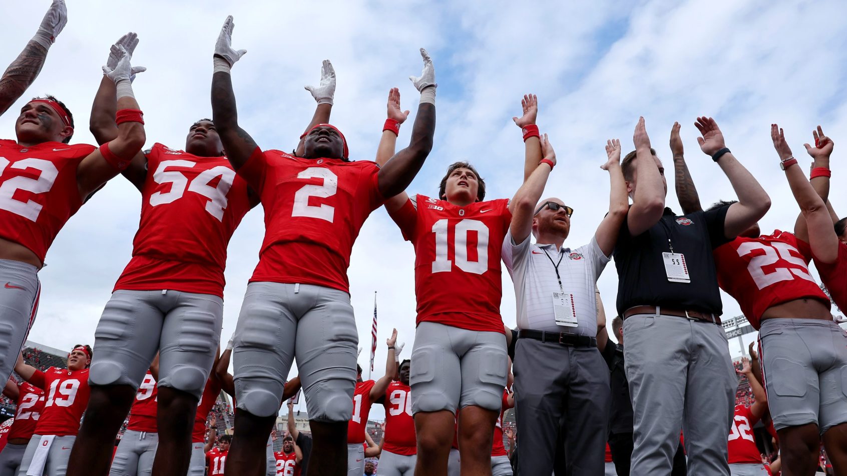 Ohio State celebrates its win over Ball State in Week 1.