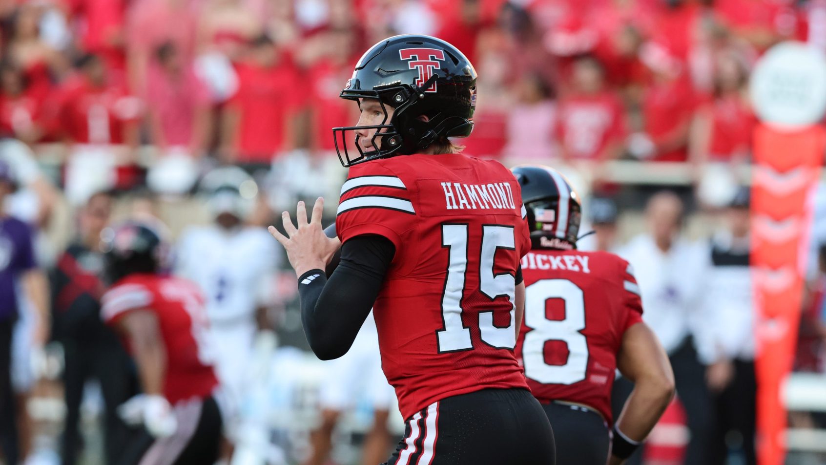 Will Hammond drops back to pass vs Abilene Christian.