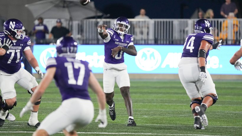 Northwestern Wildcats quarterback Aidan Chiles playing in the 20206 college football season.