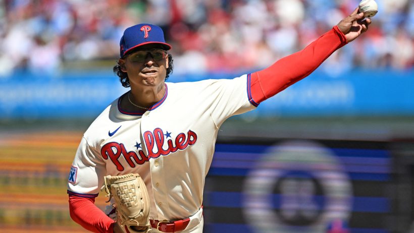 Jesús Luzardo delivers a pitch against the Atlanta Braves.
