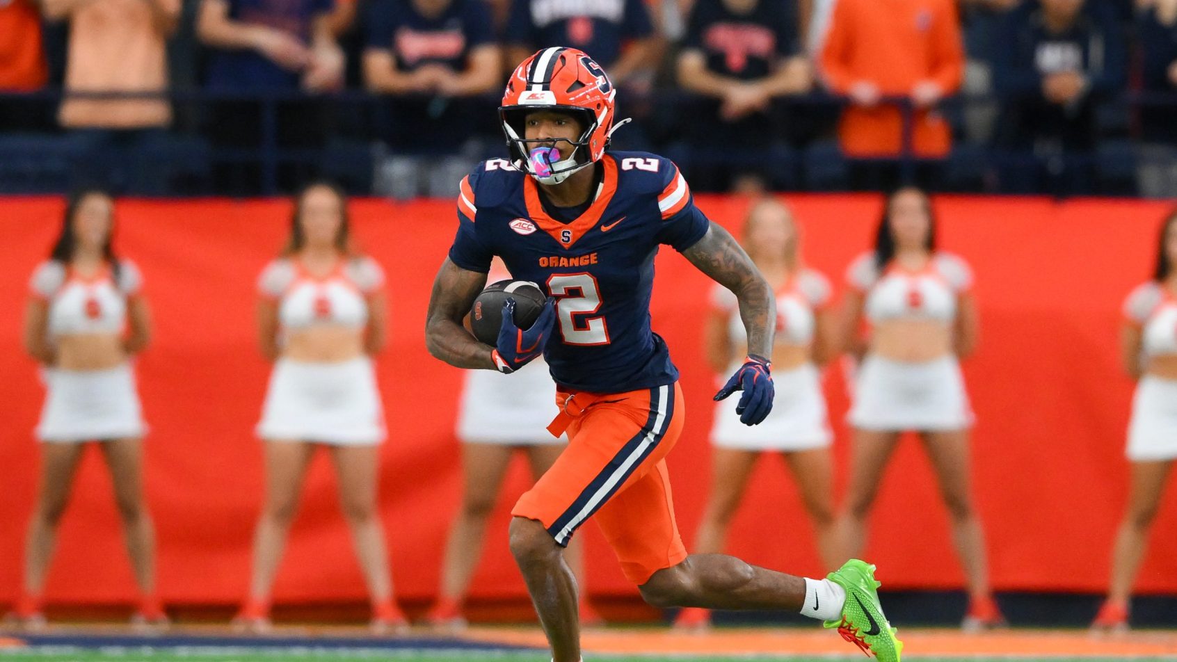 Umari Hatcher runs after the catch against New Hampshire.