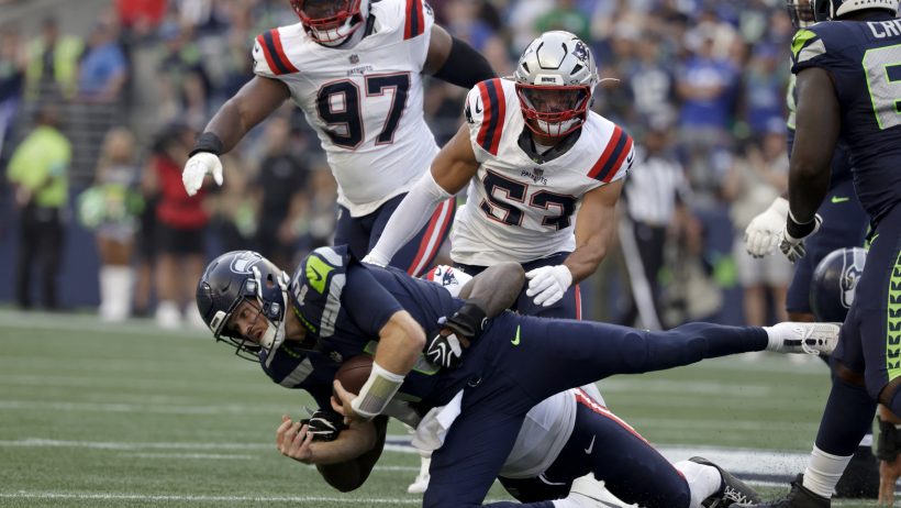 Sam Darnold getting sacked