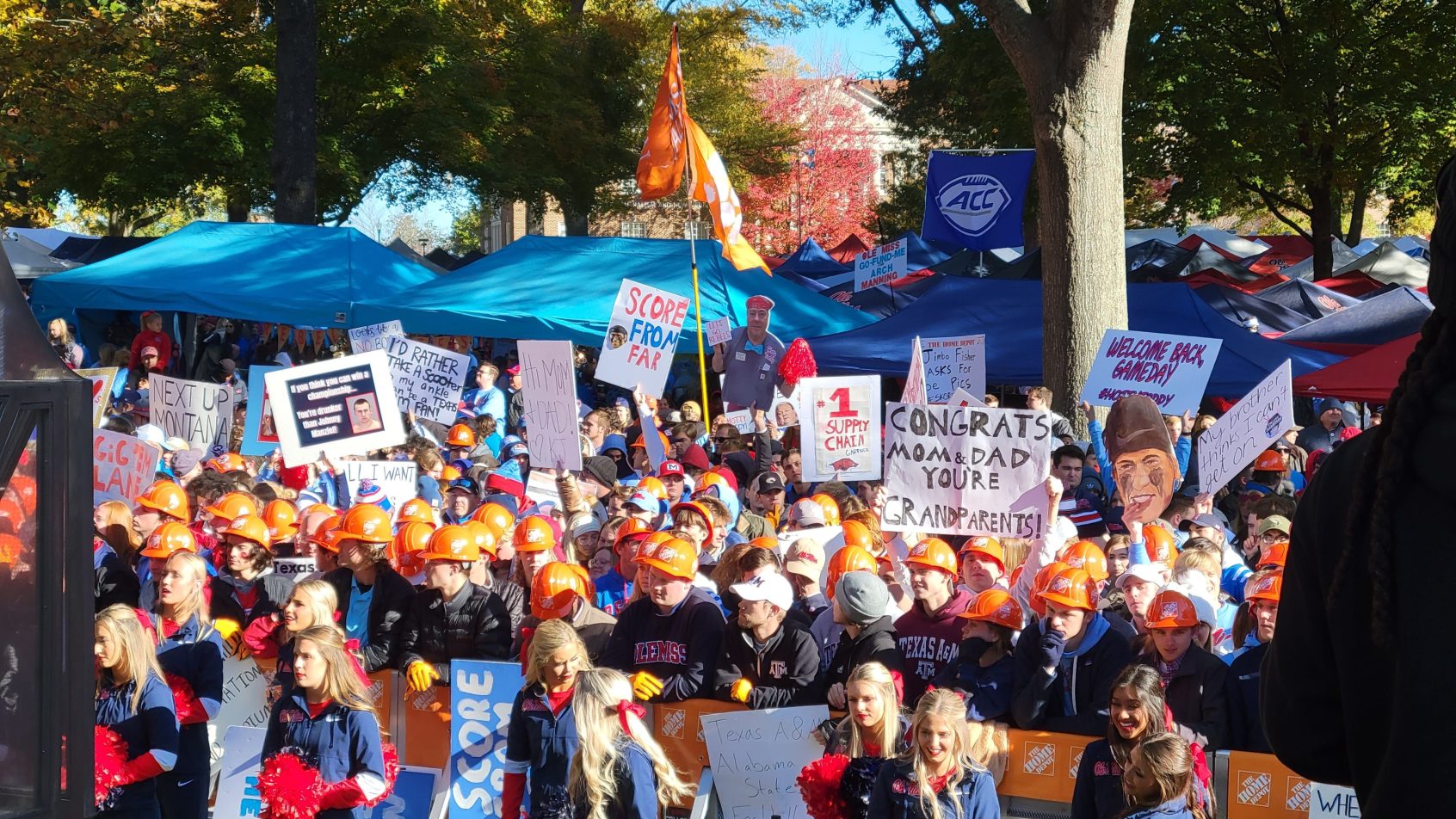 Fans gather for College GameDay in Oxford in November 2021