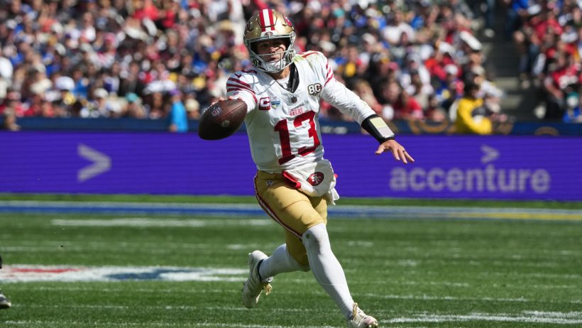 San Francisco 49ers quarterback Brock Purdy running with the ball
