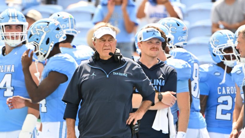 Bill Belichick on the Tar Heels sidelines vs Tennessee State.